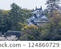 豐橋吉田城鐵塔與櫻花 124860729