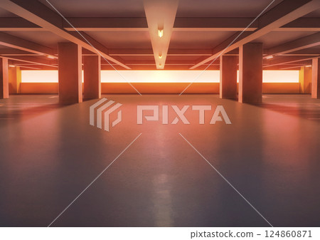 Indoor parking lot background illustration 03 124860871
