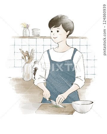 在廚房做飯的女人 124860939