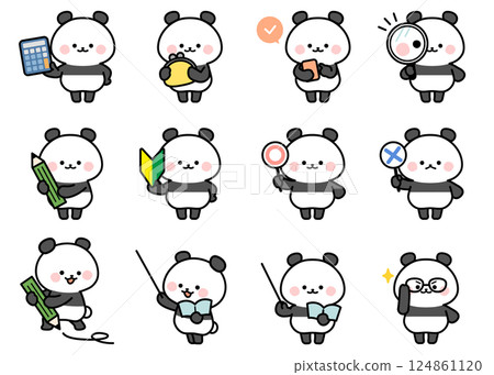 Illustration set of variation pandas holding 124861120