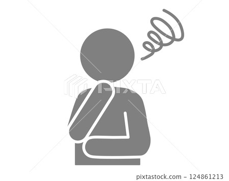 憂心忡忡的人的輪廓(思考的人圖示) 憂心忡忡的人的輪廓(思考的人圖示) 124861213