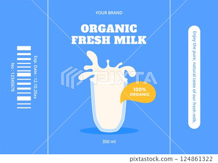 World Milk Day Social Label Product with Flat Background and Dairy Cartoon Illustration 124861322