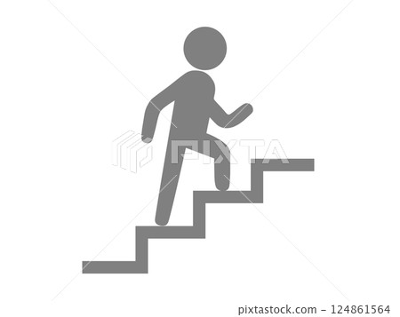 Pictogram (icon) of a person climbing stairs 124861564