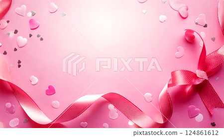 Bouquet of carnations on a pink background. Mother's Day image. Expressing gratitude. 124861612