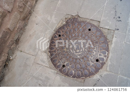 Manhole cover at Mevlana Museum, Konya, Turkey Manhole cover at Mevlana Museum, Konya, Turkey 124861756