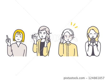 Illustration material of a woman in various poses 124861857