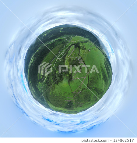 Aerial view of beautiful high altitude forest grassland mountain landscape Aerial view of beautiful high altitude forest grassland mountain landscape 124862517