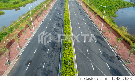 Aerial view of urbanization new driving road in China 124862688
