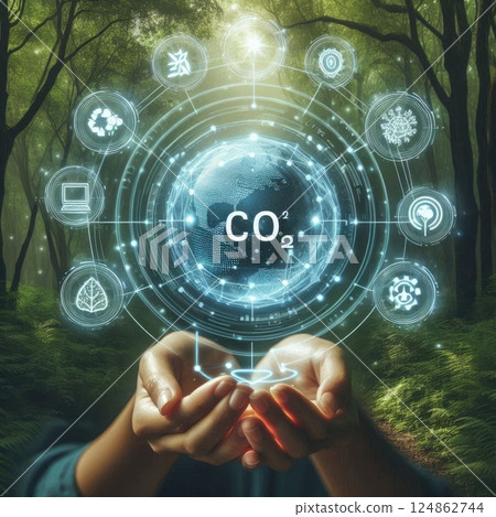 Carbon Footprint and Green Energy Concept for Sustainable Future with Digital Earth with Generative AI. 124862744