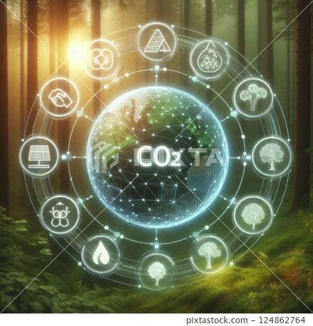 Carbon Footprint and Green Energy Concept for Sustainable Future with Digital Earth with Generative AI. Carbon Footprint and Green Energy Concept for Sustainable Future with Digital Earth with Generative AI. 124862764
