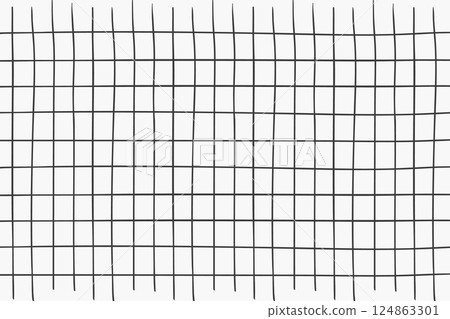 Grid square hand drawn textured lines, notebook grid and striped pattern. Doodle geometric net, chalk or crayon stroke. 124863301