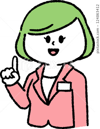 A woman in a suit pointing A woman in a suit pointing 124863412