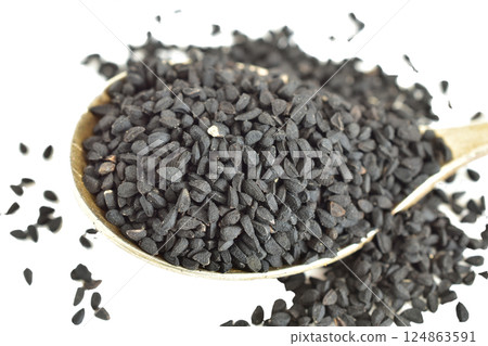 Black cumin seeds. Black cumin seeds. 124863591