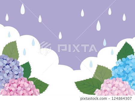 Summer rainy season hydrangea hydrangea frame template design background wallpaper illustration material Summer rainy season hydrangea hydrangea frame template design background wallpaper illustration material 124864307