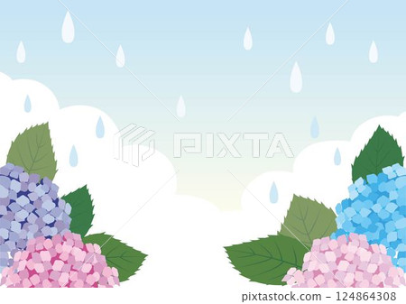 Summer rainy season hydrangea hydrangea frame template design background wallpaper illustration material Summer rainy season hydrangea hydrangea frame template design background wallpaper illustration material 124864308