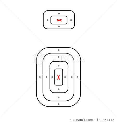 Target destination icon. Aim sniper shoot group. Focus cursor bull eye mark. 124864448