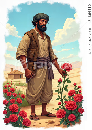 Bearded man with roses. 124864510