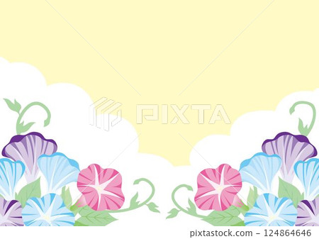 Morning glory, summer frame, banner, design, template, background, wallpaper, illustration material 124864646