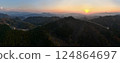 Panoramic aerial photograph of the Great Wall of China at sunset 124864697