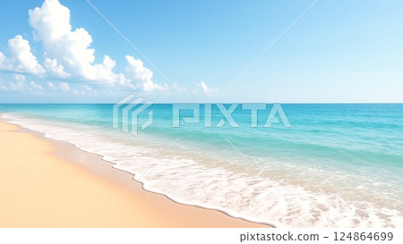 Summer beach with sparkling white sand 124864699
