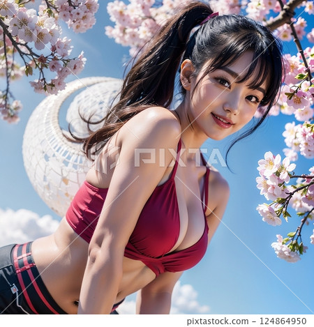 Cherry blossoms in full bloom and bikinis!! Cherry blossoms in full bloom and bikinis!! 124864950
