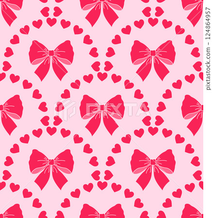 Seamless pattern with red bows and hearts Seamless pattern with red bows and hearts 124864957