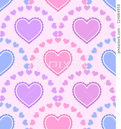 Symmetrical seamless pattern with hearts. 124864958