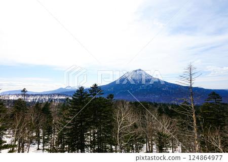 從北海道241號公路上的索達凱台眺望雄偉的雄阿坎山 124864977