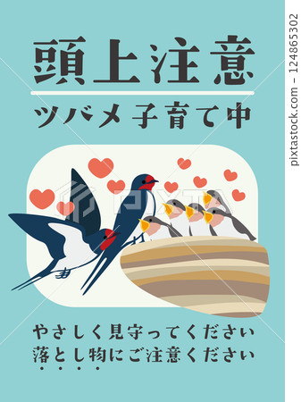 Vector illustration for a poster to warn people about swallow nests 124865302