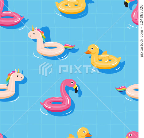 Cute summer floaties seamless pattern 124865326