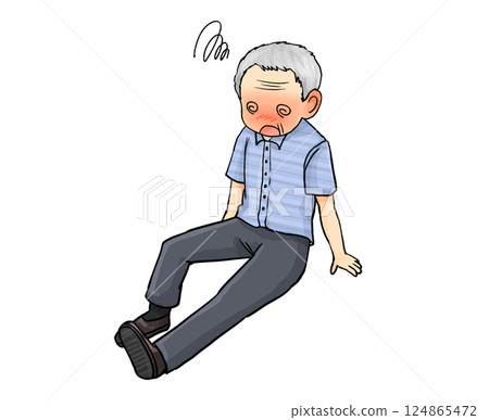 一名因中暑等原因身體狀況不佳的老人坐了下來。 124865472