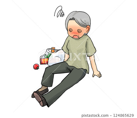 Elderly women who are in poor health and sit down due to heat stroke, etc. 124865629