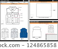 CROPPED JEAN VEST EASY EDITABLE EMPTY TECHPACK MEASUREMENT LAYOUT TEMPLATE DESIGN.eps 124865858