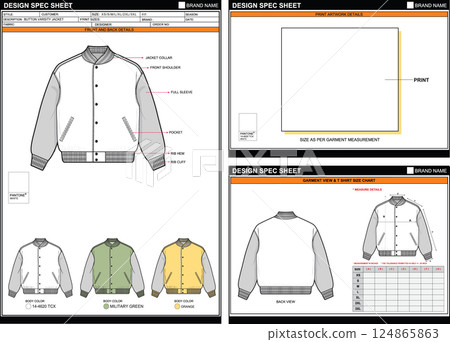 BUTTON VARSITY JACKET EASY EDITABLE EMPTY TECHPACK MEASUREMENT LAYOUT TEMPLATE DESIGN.eps BUTTON VARSITY JACKET EASY EDITABLE EMPTY TECHPACK MEASUREMENT LAYOUT TEMPLATE DESIGN.eps 124865863