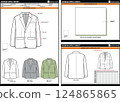 BLAZER JACKET EASY EDITABLE EMPTY TECHPACK MEASUREMENT LAYOUT TEMPLATE DESIGN.eps 124865865