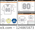 AMERICAN FOOTBALL JERSEY EASY EDITABLE EMPTY TECHPACK MEASUREMENT LAYOUT TEMPLATE 124865873