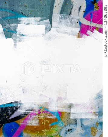 Urban Graffiti Art with Neon Accents on Grunge Background 124865895
