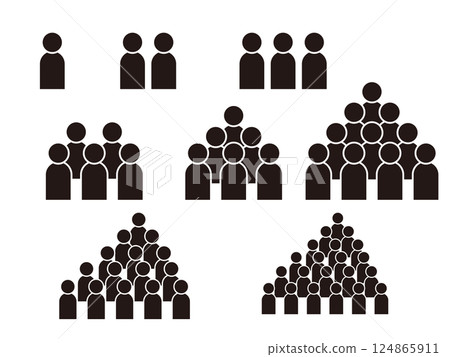 一組許多單色字元圖標 124865911