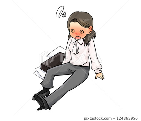 身體不好、因中暑而久坐的職業女性 身體不好、因中暑而久坐的職業女性 124865956