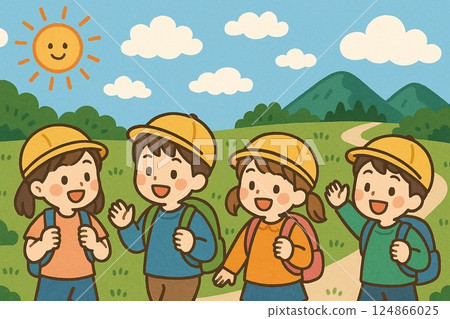 Kids enjoying hiking 124866025