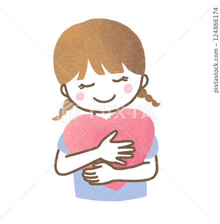 A girl holding a heart 124866174