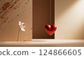 White Flower Beside Red Heart Symbol of Love 124866605