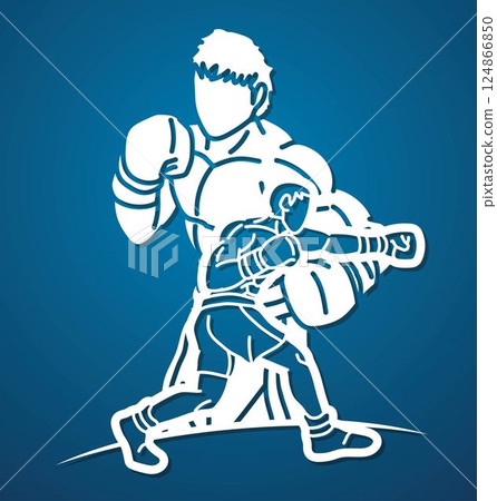 Kickboxing Boxing Sport Mix Action Cartoon Graphic Vector 124866850