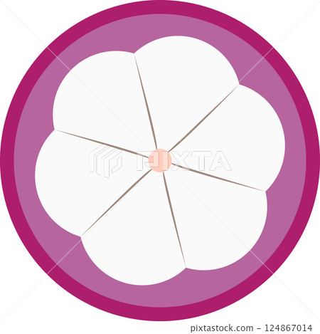 Half mangosteen, flat design. Half mangosteen, flat design. 124867014