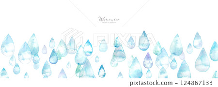 Watercolor painting. Raindrop illustration with watercolor touch. Summer rainy season illustration. Watercolor vector illustration. Watercolor painting. Raindrop illustration with watercolor touch. Summer rainy season illustration. Watercolor vector illustration. 124867133