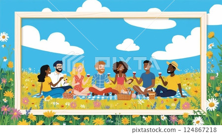 家庭在夏季公園野餐 124867218