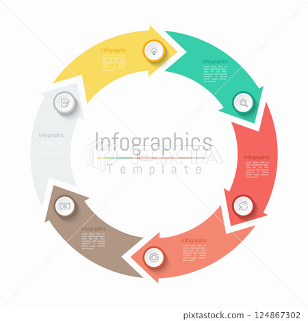Infographic 6 options design elements for your business data. Vector Illustration. 124867302