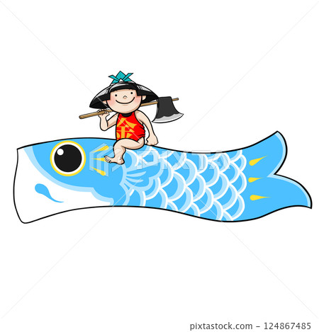 Kintaro riding a carp streamer 124867485