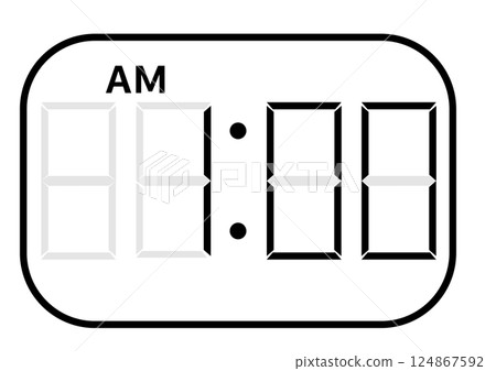 AM digital clock 1 o'clock AM digital clock 1 o'clock 124867592