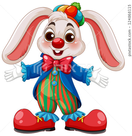 Colorful Cartoon Rabbit Clown Illustration Colorful Cartoon Rabbit Clown Illustration 124868115